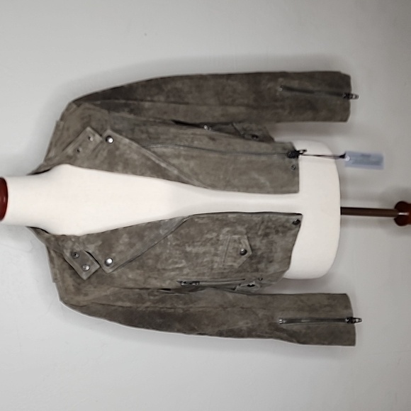 NWT BLANK NYC Belted Suede Moto Jacket Olive Size Medium - Picture 11 of 15